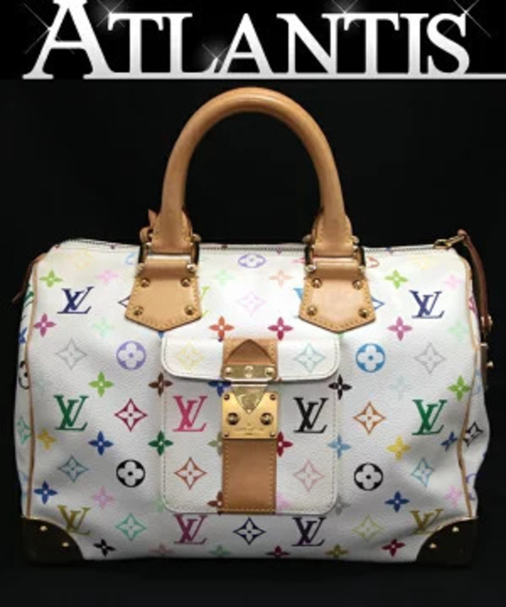 Louis Vuitton Speedy Boston Bag Handbag Multicolor White